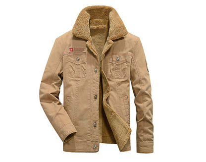 Veste homme Air Force One épaisse en coton, avec revers en velours et doublure, pour l'hiver