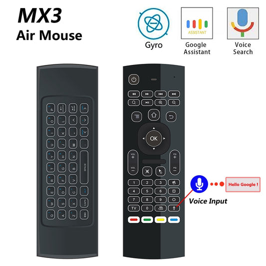 MX3 MX3-L Souris Gyroscopique Rétroéclairée T3 Télécommande Vocale Intelligente Clavier Sans Fil RF 2.4G Pour Boîtier TV Android X96 mini KM9 A95X H96 MAX