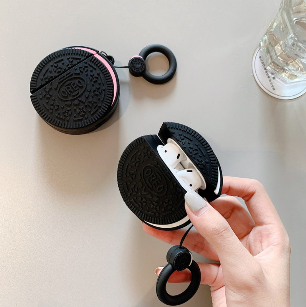 Compatible con Apple, funda protectora para AirPods de galletas Oreo con llavero