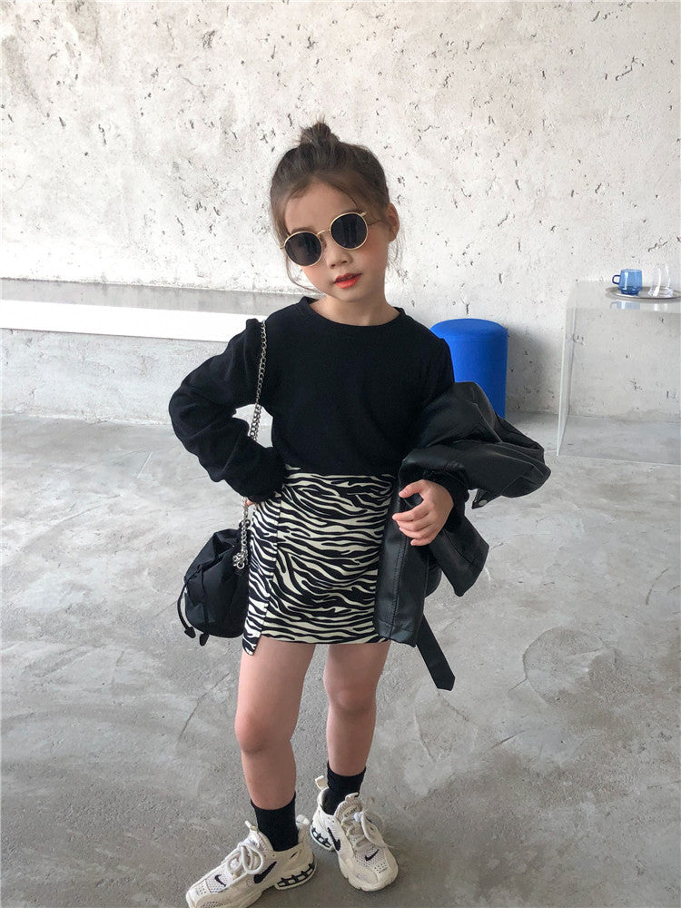 Vestido Infantil Estilo Extranjero Bolso Moda Cebra Niña Bebé Falda