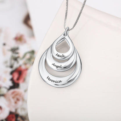 Three drops of water pendant copper necklace