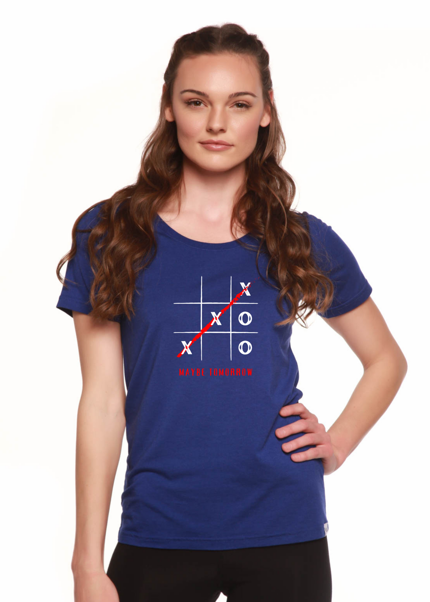 T-shirt graphique femme « Maybe Tomorrow » – Mélange doux de bambou, confort respirant, encolure dégagée flatteuse