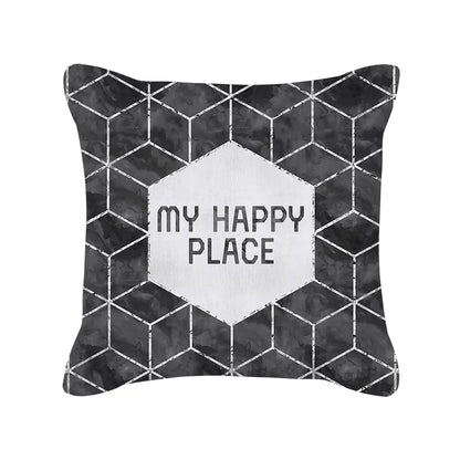 Silver Grey Geometric Print Peach Skin Throw Pillow