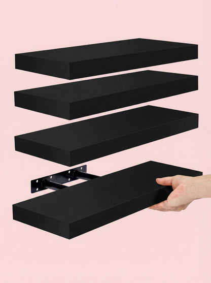 Lot de 4 étagères flottantes – Étagères murales de 40 cm avec supports invisibles