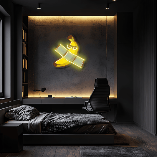 Letrero de neón de plátano con cinta adhesiva, Neón con impresión UV, Letrero de neón de plátano con impresión UV, Luz de neón