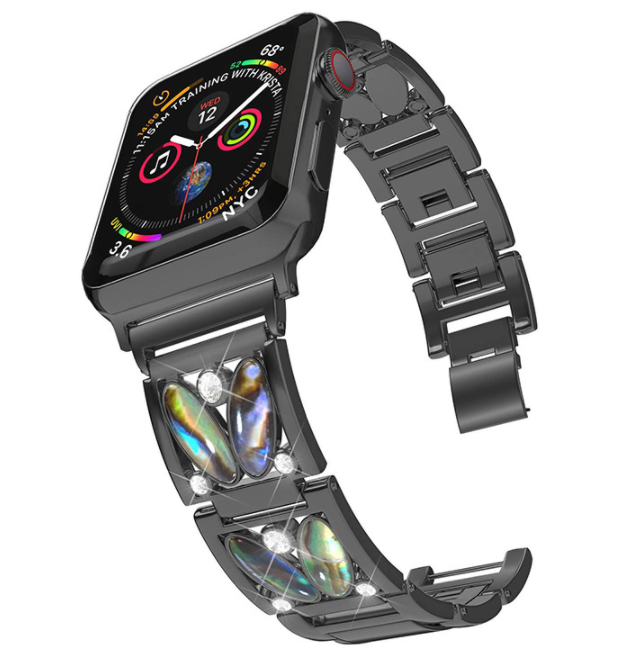Bracelet de montre en métal pour Apple Watch 49mm - Noir (compatible également avec 42mm, 44mm, 45mm)