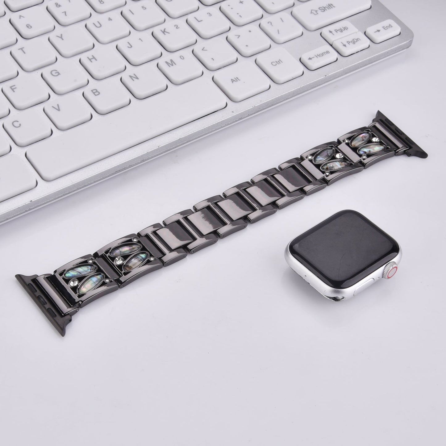 Bracelet de montre en métal pour Apple Watch 49mm - Noir (compatible également avec 42mm, 44mm, 45mm)