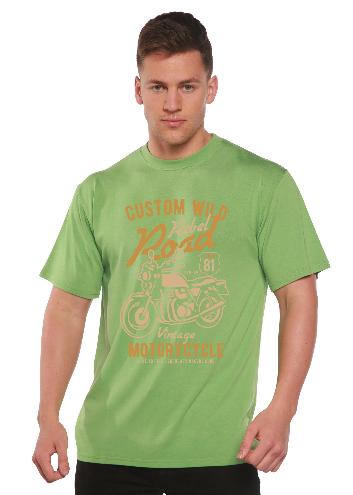 T-shirt graphique à manches courtes Custom Wild pour homme en bambou, viscose et coton biologique