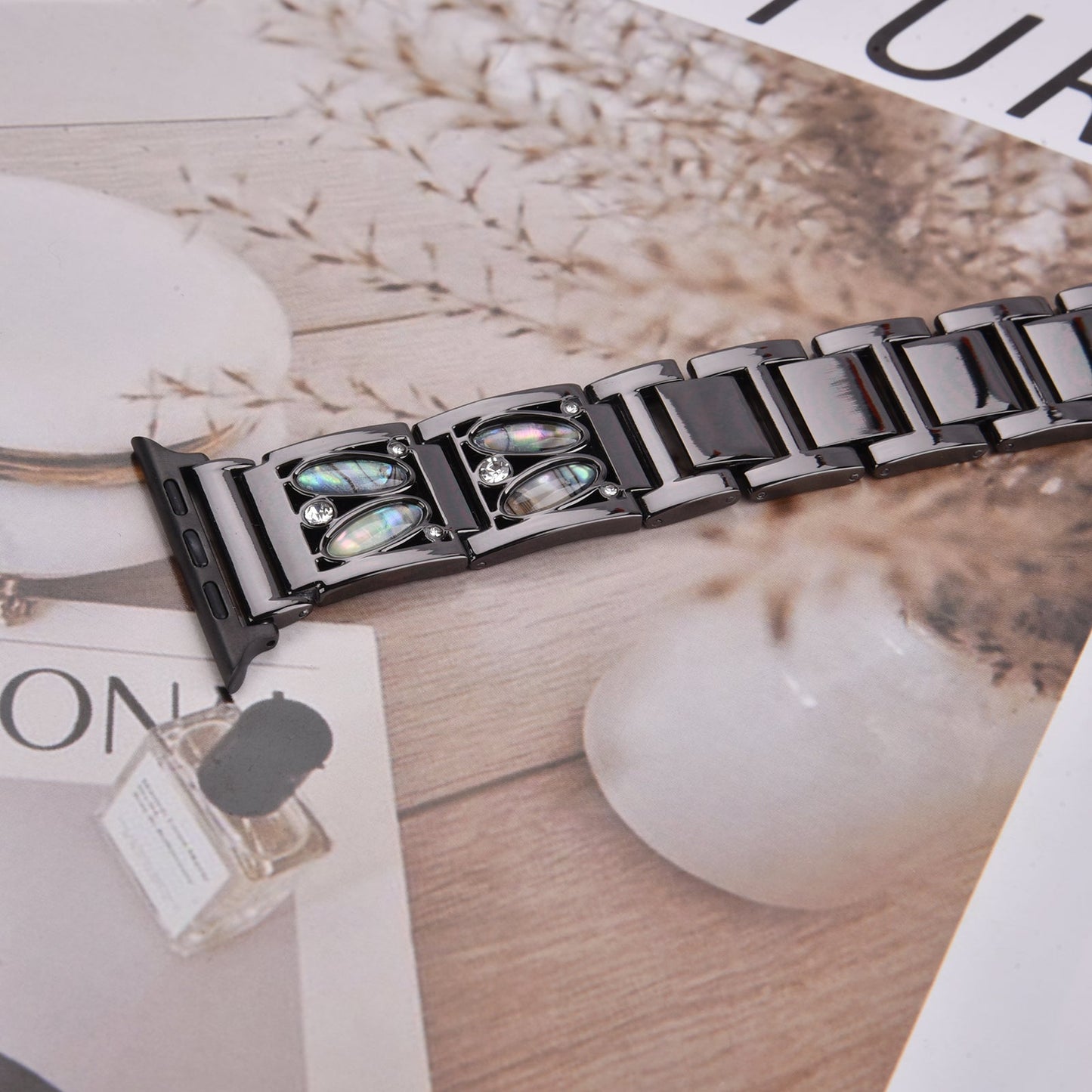 Bracelet de montre en métal pour Apple Watch 49mm - Noir (compatible également avec 42mm, 44mm, 45mm)