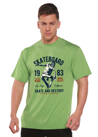 T-shirt graphique à manches courtes en bambou viscose/coton biologique pour homme, motif « Skateboard 1983 »