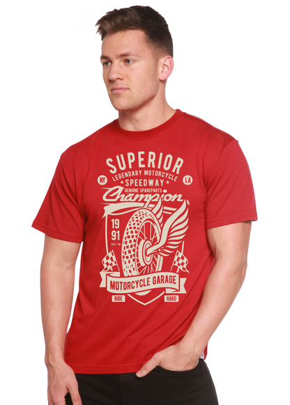 T-shirt graphique à manches courtes en viscose de bambou et coton biologique pour homme Superior Motorcycle Spun Bamboo®