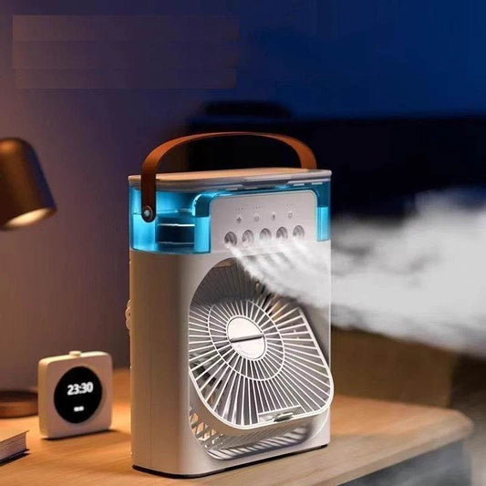 Ventilador enfriador de aire portátil 3 en 1 con humidificador y luz LED