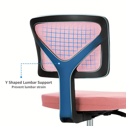 Silla ergonómica de oficina sin brazos, giratoria de malla con ruedas