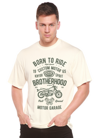 T-shirt graphique à manches courtes pour homme « Motorcycle Brotherhood » en viscose de bambou/coton biologique