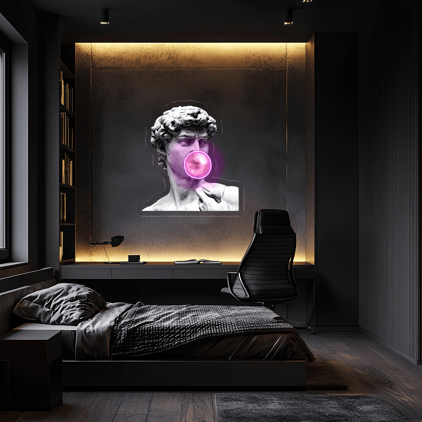 Statue of David Plexiglass Neon Art, David Neon Sign, Neon Light Sign, Neon Wall Art