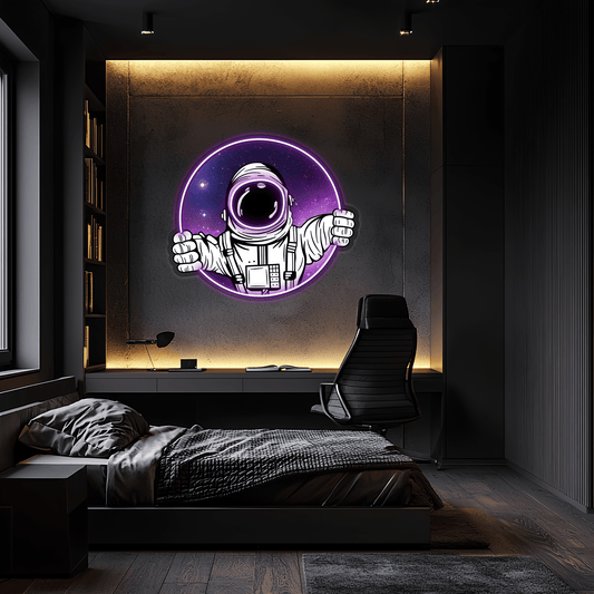 Astranaut Neon Sign, Uv Print Neon, Astranaut Wall Decor, Uv Print Neon Sign