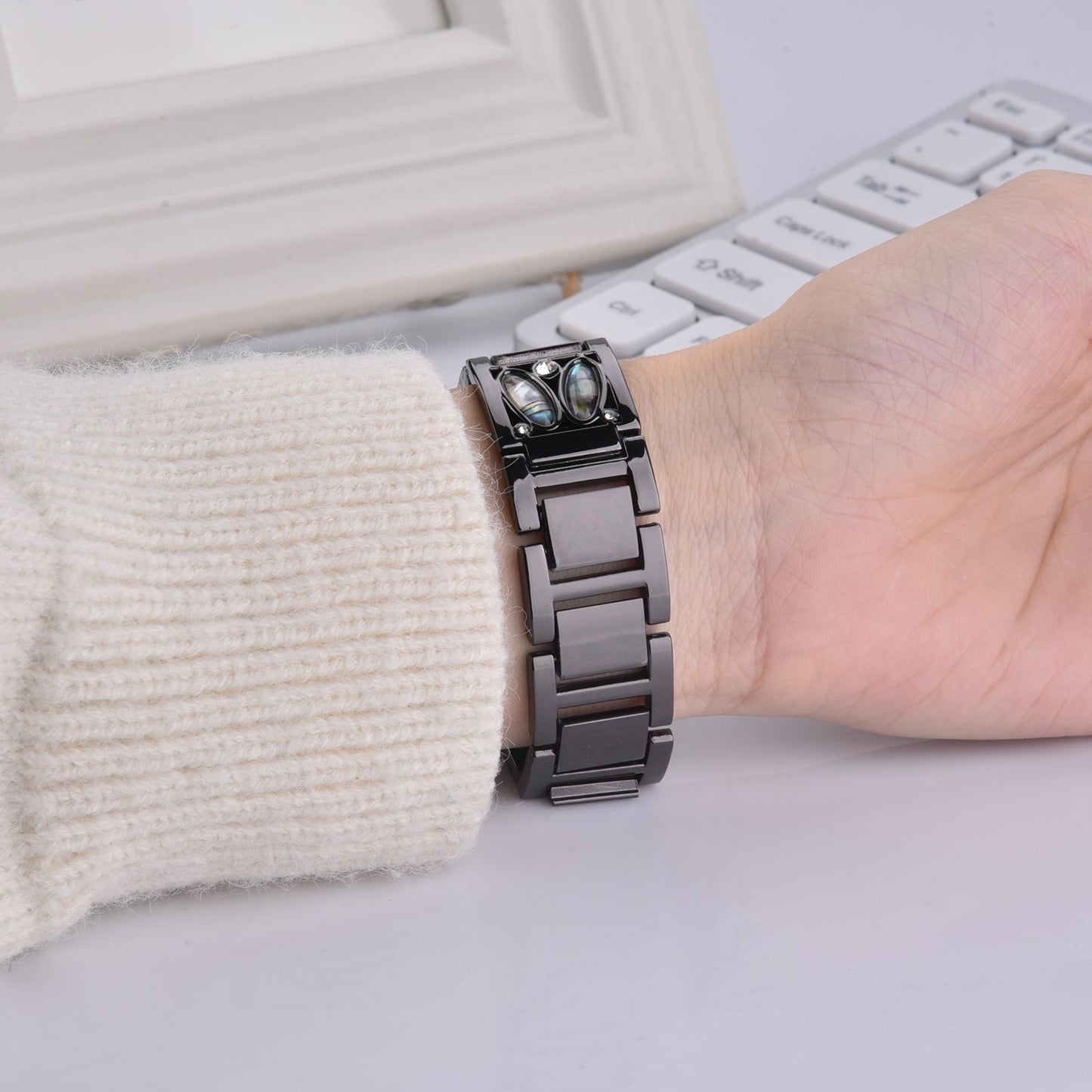 Bracelet de montre en métal pour Apple Watch 49mm - Noir (compatible également avec 42mm, 44mm, 45mm)