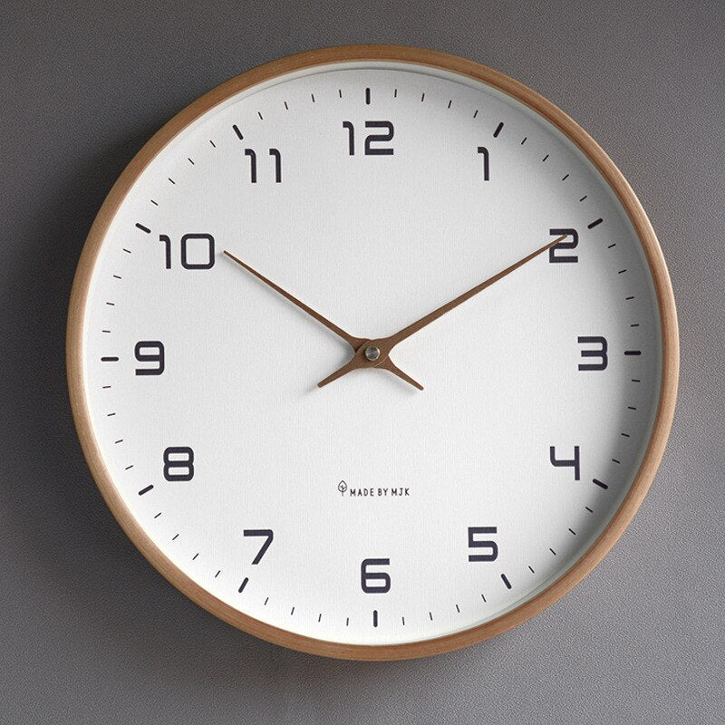Scandinavian Wooden Wall Clock Minimalist Quartz Silent 25cm 30cm