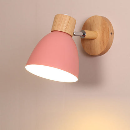 Modern Minimalist Wooden Cone Wall Sconce LED E27 Wall Light