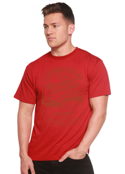 T-shirt à manches courtes en bambou-viscose et coton biologique pour homme avec motif « Voitures de course légendaires »