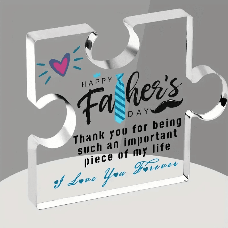 Plaque Puzzle Acrylique Fête des Pères Cadeau Gravé avec Amour et Gratitude Joyeuse Fête des Pères