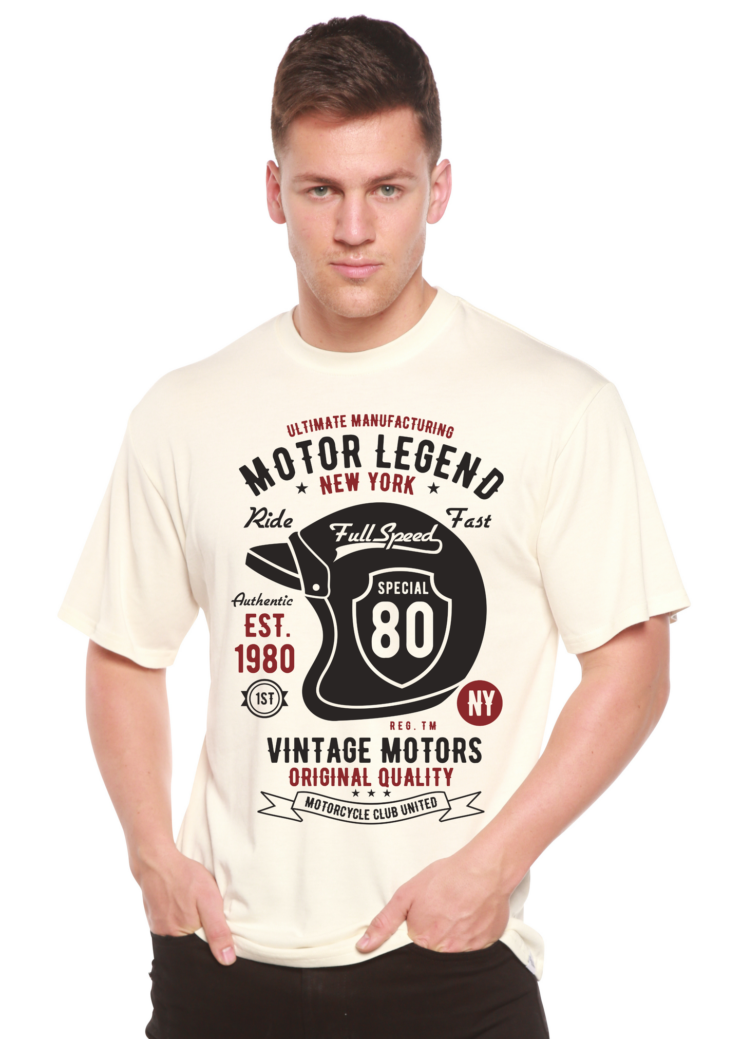 T-shirt graphique à manches courtes en viscose de bambou/coton biologique Motor Legend pour homme