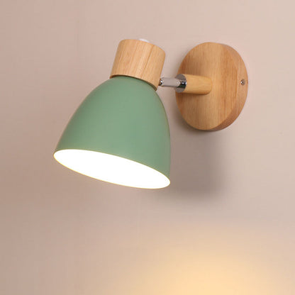 Modern Minimalist Wooden Cone Wall Sconce LED E27 Wall Light