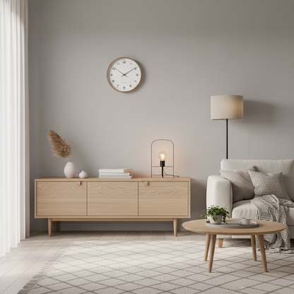 Scandinavian Wooden Wall Clock Minimalist Quartz Silent 25cm 30cm