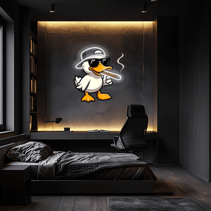 Cool Duck Plexiglass Neon Art, Duck Neon Sign, Neon Light Sign, Neon Wall Art