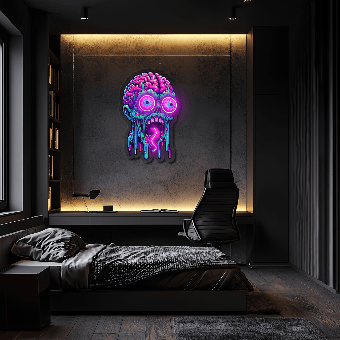 UV Printed Skull Neon Sign, Neon Wall Art, Neon Light Sign, Custom Neon Sign