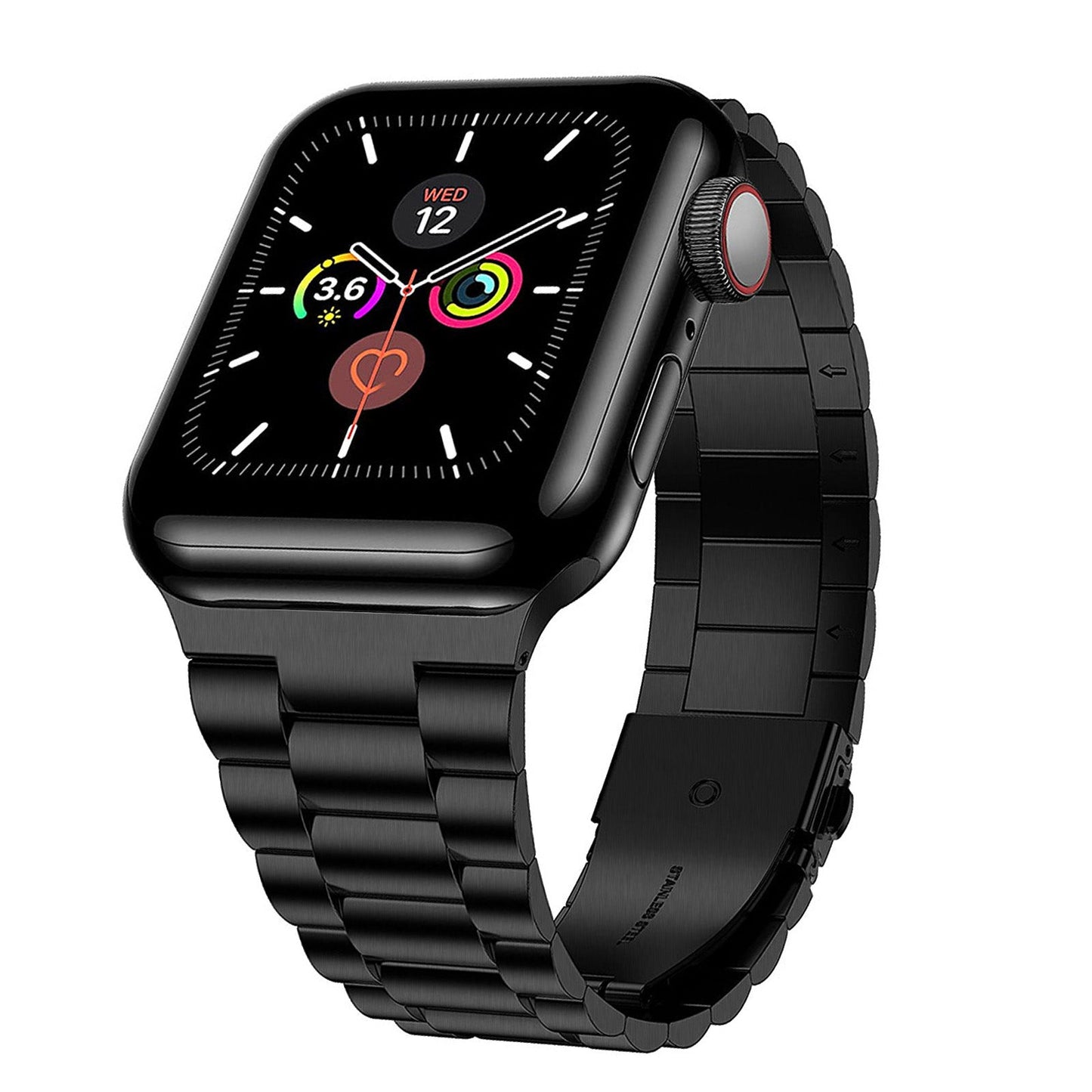 Classic Stainless Steel Metal Slim Band for Apple Watch, Black