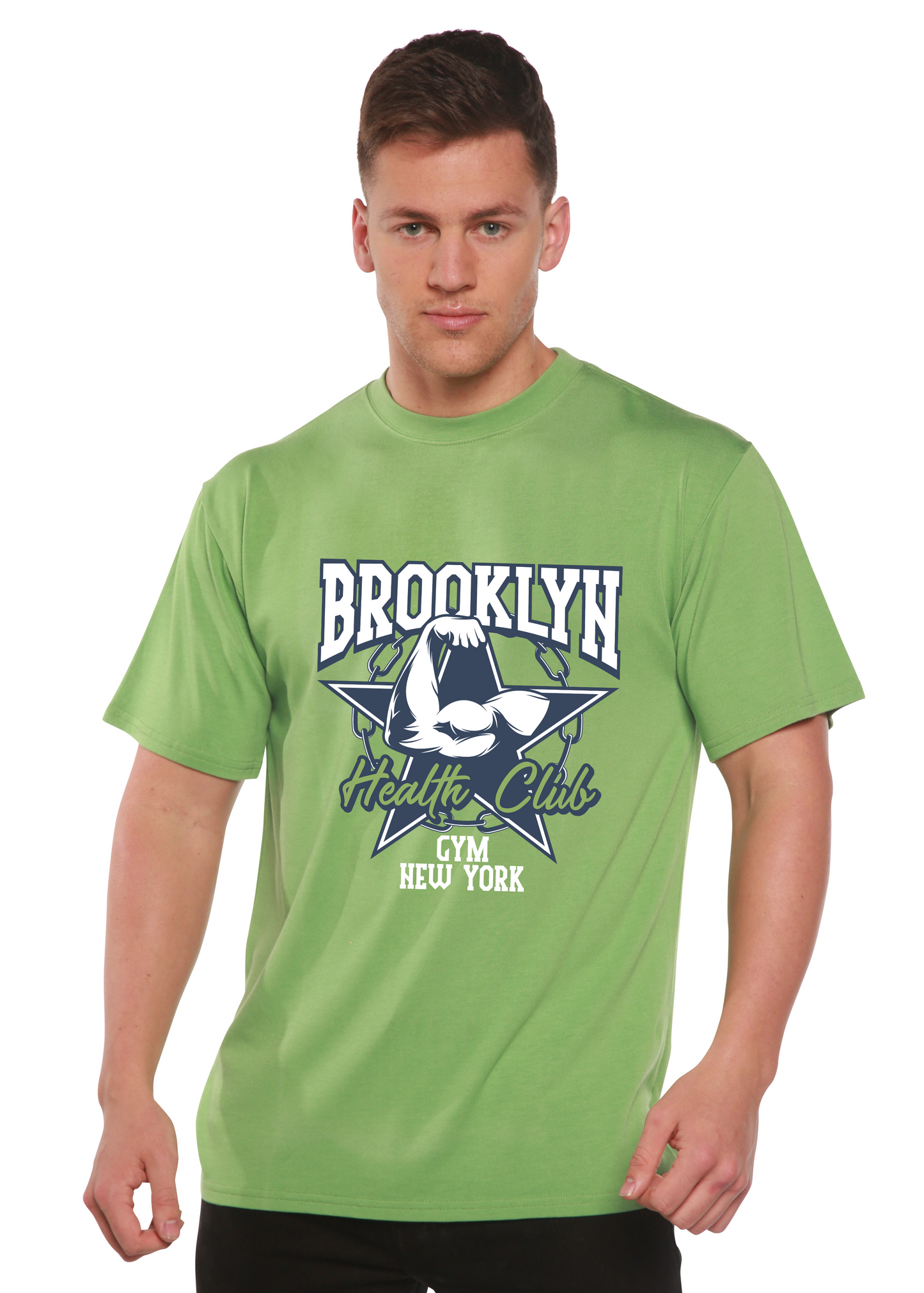 T-shirt graphique à manches courtes en viscose de bambou/coton biologique pour homme Brooklyn Health Club