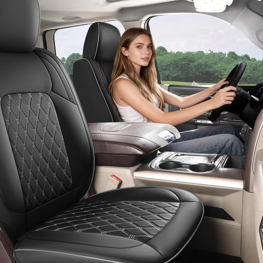 Umbrauto Custom Seat Covers fit for Dodge Ram 1500 2500 3500, Full Coverage Luxury Leather Ram Truck Seat Cover 2009-2025 Compatible with Crew Cab Double Quad Regular (Full Set (Flat Rear))