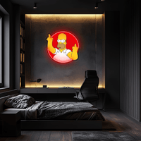 Homer Simpson Neon Sign, Simpson Neon Decor, Uv Print Neon Sign, Home Decor