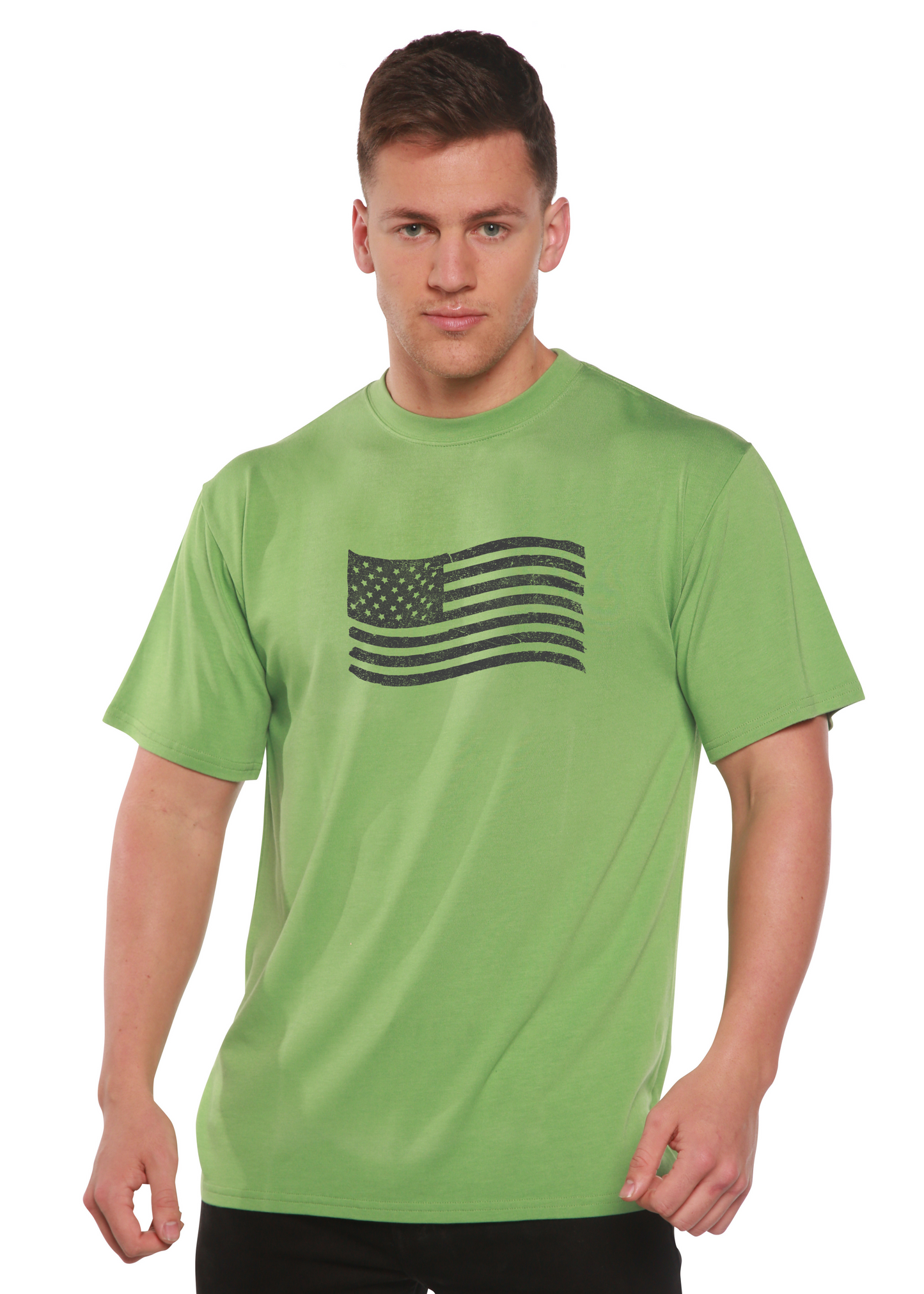 T-shirt à manches courtes en bambou pour homme avec drapeau américain