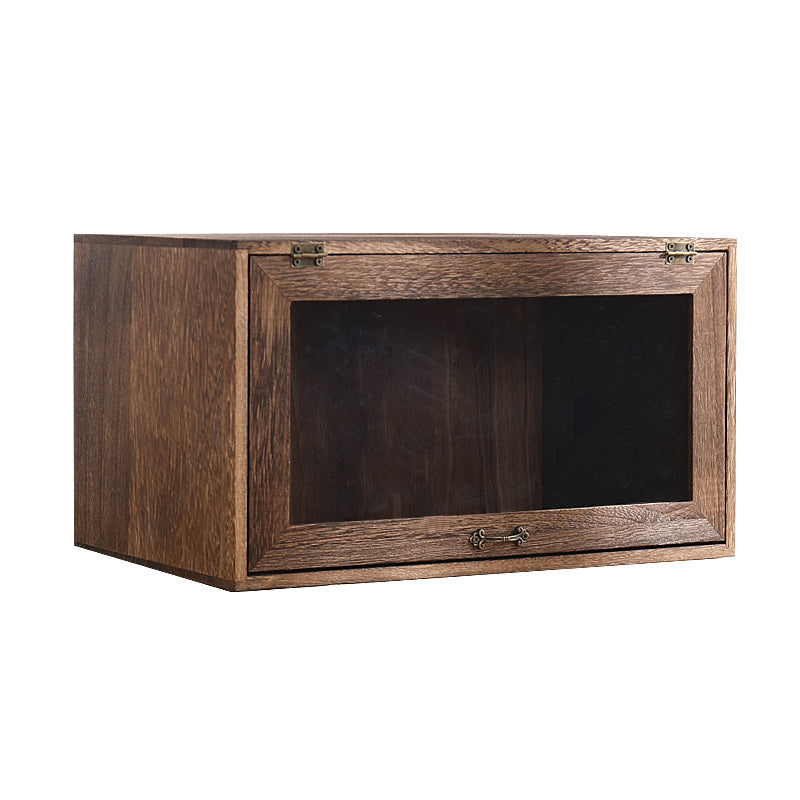 Caja de almacenamiento de zapatos de madera maciza, a prueba de polvo, con tapa transparente