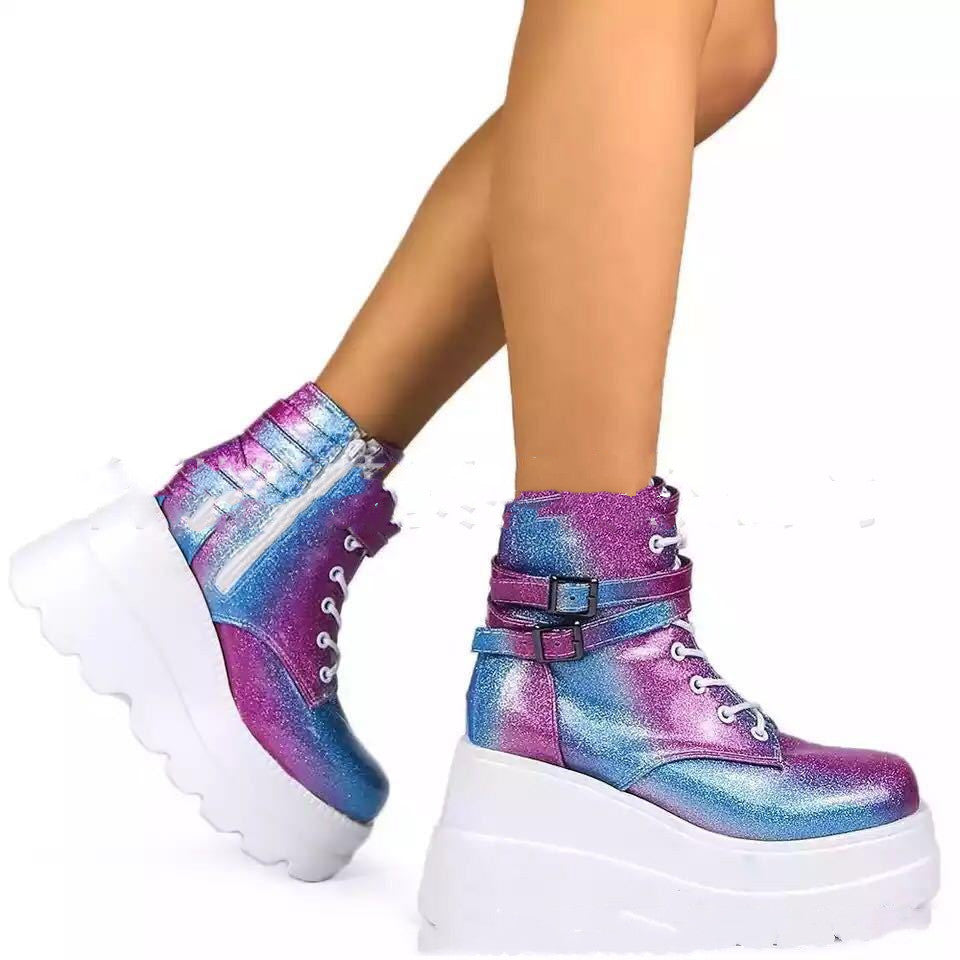 Zapatos con Plataforma Botas de Mujer Zapatos de Invierno Cuero Genuino