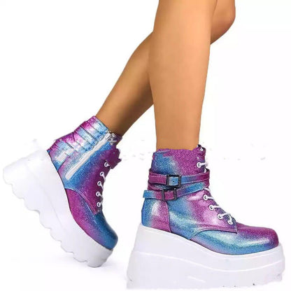 Zapatos con Plataforma Botas de Mujer Zapatos de Invierno Cuero Genuino