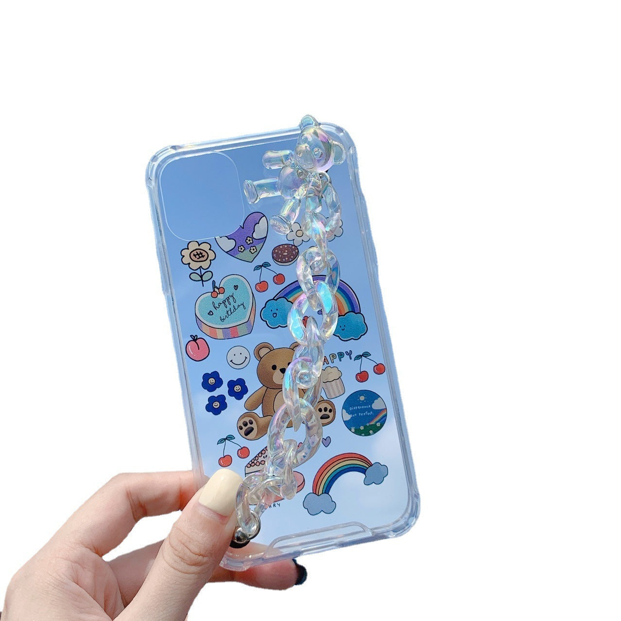 Bear Chain Protective Phone Case with Lanyard