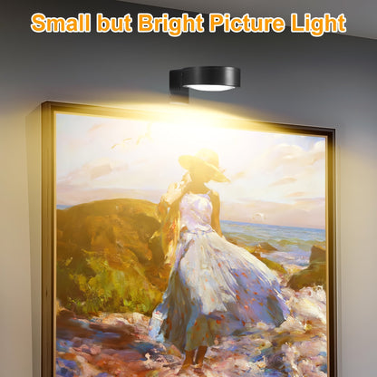 Magnetic LED Picture Lights with Remote – Dimmable Wall Art Lights Battery Powered