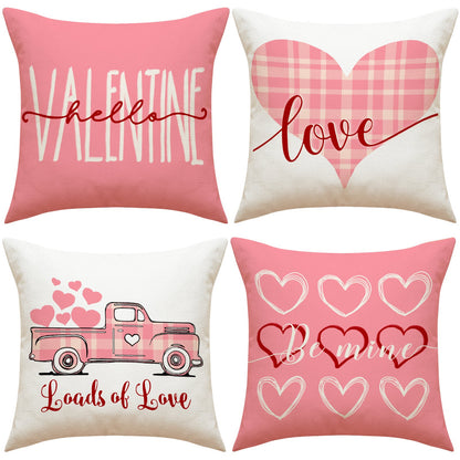 Love Heart Pillow Cover Valentine's Day Letter Printing Throw Pillowcase