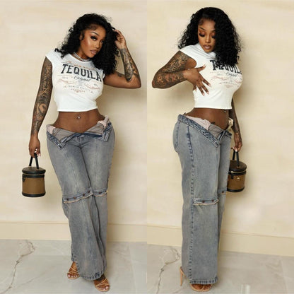 Y2K Baggy Wide Leg Jeans – Women’s Vintage Denim Pants