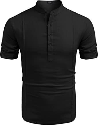 Henley Linen Men’s Beach Shirt – Short Sleeve Summer Top | S–XXL