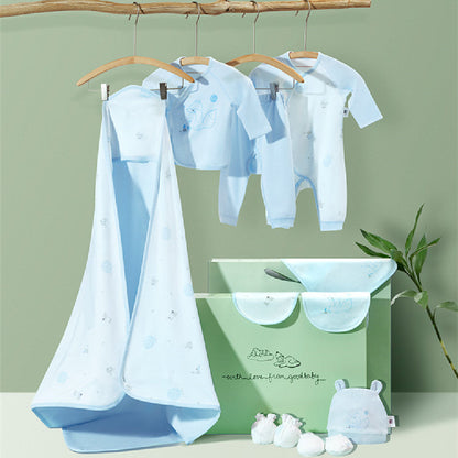 Coffret Cadeau Vêtements de Bébé Nouveau-né Bleu Clair Premium | Ensemble Essentiel de Layette 100 % Coton Doux avec Illustrations de Renard