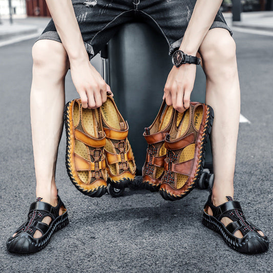 Sandales d'été en cuir grande taille pour hommes