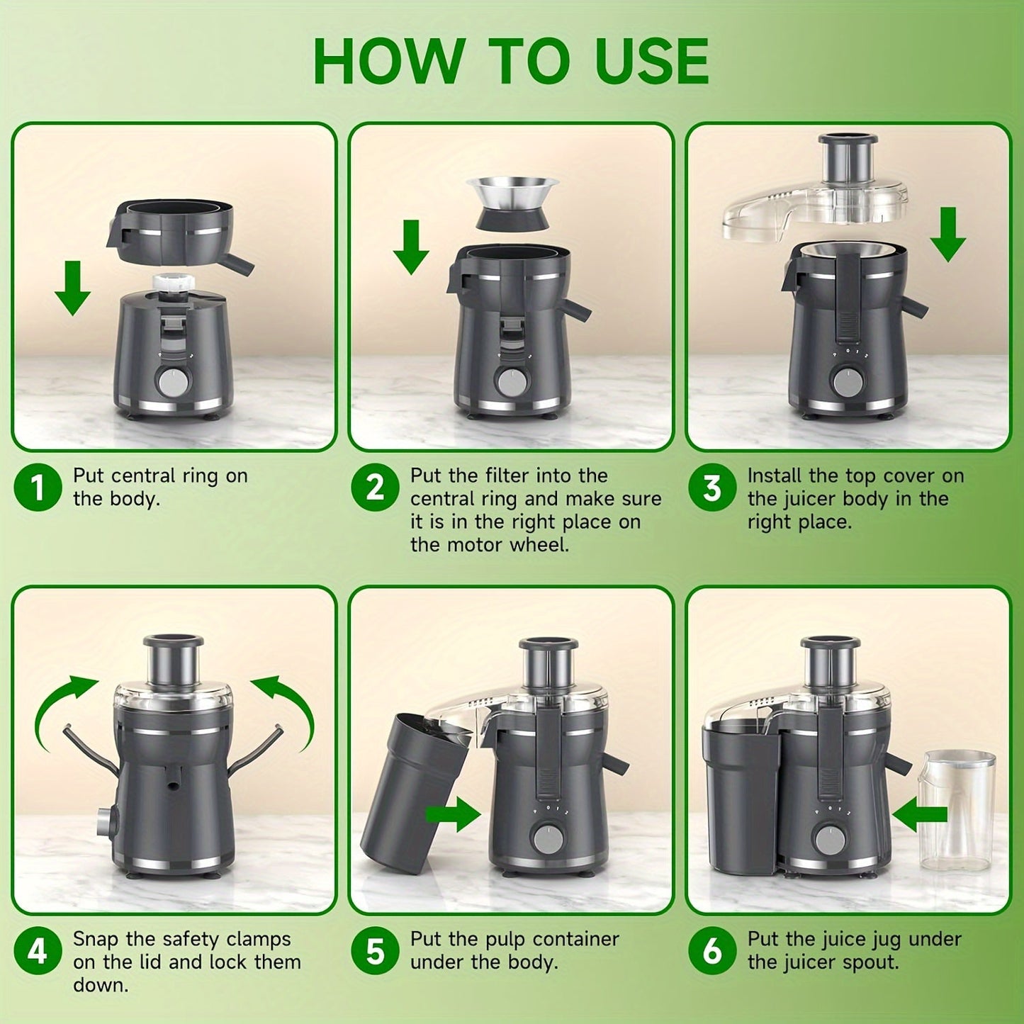 Extracteur de jus 500W pour fruits et légumes – Grande ouverture, acier inoxydable, nettoyage facile