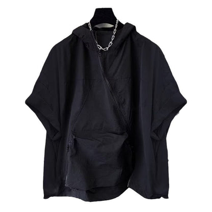 Men's Summer Zipper Design Hooded Short-sleeved T-shirt