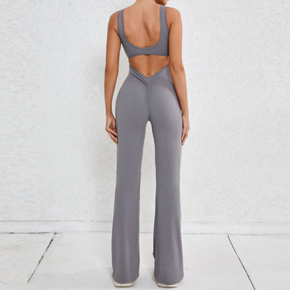 Hollow-out Beauty Back Sports Workout Clothes Jumpsuit
