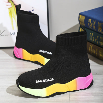 Black Sock Boots Platform Shoes