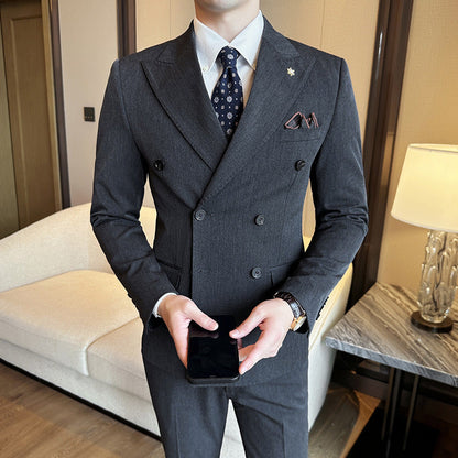 Double Breasted Business Slim Fit Casual Two-piece Suit